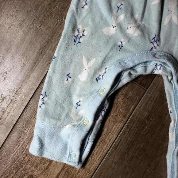Baby Cat & Jack Baby Blue and White Rabbit Jumpsuit Romper Size 3-6M - Picture 5 of 9
